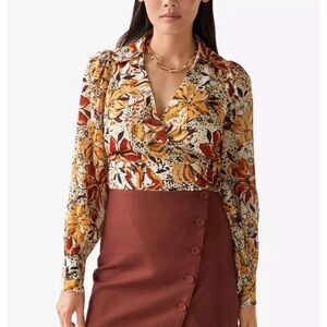 Floral long sleeve wrap around crop top from & OTHER STORIES.